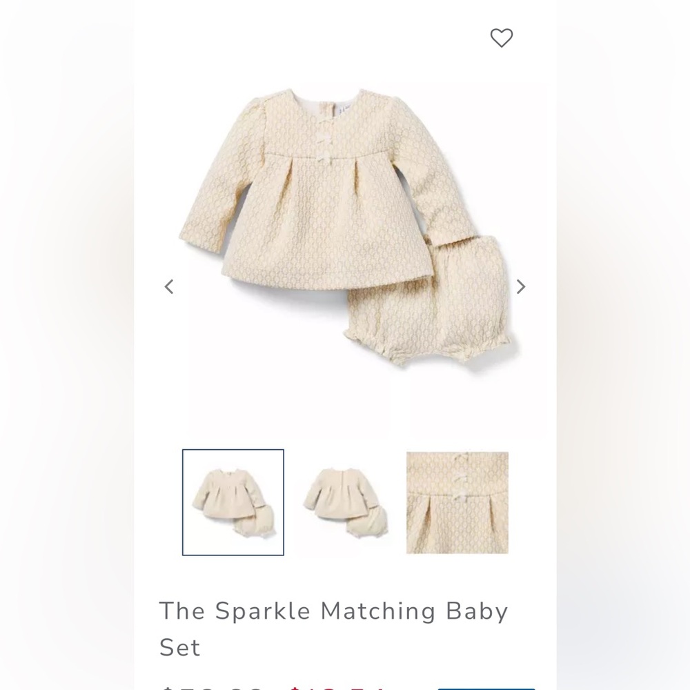 Janie and Jack the Sparkle Matching Set Cream Baby Girl Size 6-12 Months